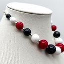 Vintage Red White Blue Acrylic Chunky Graduated Bead Statement Necklace 16” Photo 2