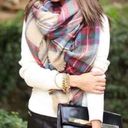 ZARA  Red and Tan Plaid Blanket Scarf Photo 0