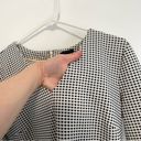 Ann Taylor  Structured Gingham Top White Blue Short Sleeve V-Neck Cottagecore M Photo 4