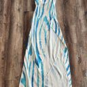 Retrofete Amika Dress in Blue Zebra Size Small Sleeveless Maxi Silk Thigh Slit Photo 1