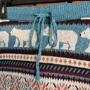 American Eagle  womens cozy soft fair isle polar bear sweater joggers blue small Photo 2