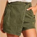 Free People  denim skort skirt army green vintagey faded high rise asymmetrical Photo 0