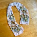 Ecru Butterfly Print Sheer, Lightweight Scarf, Ivory, Cream, , Colorful Photo 0