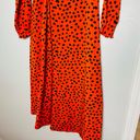 Hunter Bell  Orange Black Animal Print Lawton Polka Dot Ruched Dress Size 0 Photo 5