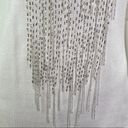 Natori Josie  Beaded Sequin Blouse Fringe Knit Top Long Sleeve‎ Women's Size M Photo 8