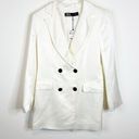 ZARA NWT  Bloggers Fave Double Breasted Satin Blazer M Cream Photo 0