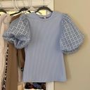 Blue Puff Sleeve Top Size M Photo 0