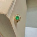 American Vintage Vintage “Eurydice” Green Gold Adjustable Cocktail Ring Sunburst Emerald Femme Classic Photo 2