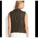 Vince  WOMANS LAMBSKIN OLIVE GREEN ZIP UP VEST WITH POCKETS LINED SIZE SMALL Photo 1