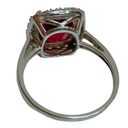 Ruby 10K 10KT White Gold Faux  Halo Cushion Ring Sz 7 Photo 3