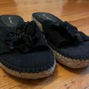 Baretraps  Black Canvas Flower Slip On Sandals with Beaded Detailing size 7.5 Photo 1