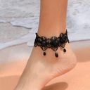 Gothic‎ Retro Style Black Flower Lace Anklet Photo 6