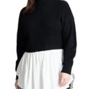 Eloquii  Plus Size Twofer Skirted Sweater - Black/Soft White Photo 4