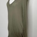 LA Made New  Slub Jersey V-Neck Top Thumbhole Long Sleeve Tunic Olive Green Photo 3