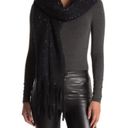 BP  Nordstrom Speckled Fringe Trim Muffler Black Chunky Oversized Winter Scarf Photo 1