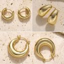 Gold Hoop Earrings| 3 Pairs| 14K Gold Plated| Lightweight| Hypoallergenic| Hoops Photo 2