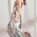 Storia  Watercolor Floral Midi Dress Blue White Pink Size Small Photo 4