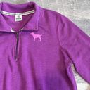 PINK - Victoria's Secret  Quarter Zip Pullover Sweatshirt Women L Purple Pink Pocket Photo 2