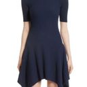 Opening Ceremony Eclipse Delta Marine Navy Short Sleeve Rib Knit Handkerchief Hem Dress $375 EUC S Photo 0