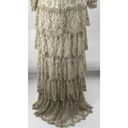 Tadashi Shoji  Tiered Lace Gown Scalloped Embroidered Dress Beige Ivory Womens 10 Photo 8