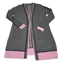 Talbots T by  Mixed Texture Marled Cardigan Womens Sz S Pink/Black/Grey Long Cozy Photo 1