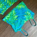 Vtg Y2K Tankini Swim Set Sz 12 Neon Abstract Palm Print High Rise Blue Photo 2