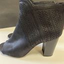 American Eagle  Black Faux Suede Women's Peep Toe High Heel Ankle Boots Size 8 Photo 0