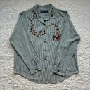 VTG Karen Scott Embroidered Fall Leaves Butterfly Button Up Shirt L Teacher 90s Green Size L Photo 11