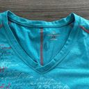 Moving Comfort  Womens V-Neck Blue Graphic Lettering T-Shirt Size Large Photo 2