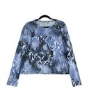 Carlisle  Womens Size L Reptile Print Top Cotton Stretch Long Sleeve Blue Photo 0