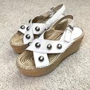 Marc Fisher Leather Embellished Platform Wedge Espadrille Sandals Photo 1