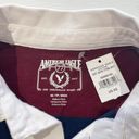 American Eagle New  Throwback Rugby Stripe Cropped Polo Shirt Maroon Navy Size XS Photo 11