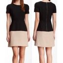 BCBGMAXAZRIA  Hannah Dress Black Tan Brown Colorblock Color Block Fit Flare Mini Photo 1