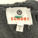 Sundry  Dark Gray Metallic Side Stripe Fleece Lined Wide Leg Sweatpants 1 / S Photo 4