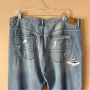 American Eagle  | Blue High Rise Girlfriend Fit Distressed Denim Jeans Sz 16 Photo 4