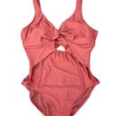 DKNY  COMPACT CORAL Peek-a-Boo Twist One-Piece Swimsuit 16 NWT Photo 1