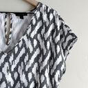 J.Crew  Linen Blend Short Sleeve Romper w/ pockets in Black White Ikat Print, XS Photo 4