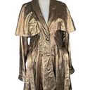 Vintage Gold Genuine Leather Metallic Trench style Button Up Coat. Size M/L Size L Photo 3