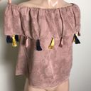 Chloe Oliver  Anthro Tassel Off Shoulder Mauve Top Photo 1