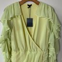 NBD Revolve Indira Ruched Ruffle Chiffon Mini Dress Yellow Sz Small Photo 2