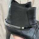 Brighton  Black Leather Croc Western Booties Square Toe Womens 8.5 Motorcycle Photo 2