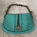 wilson's leather  Maxima Teal Purse Queen crown Royalty handbag chain link strap Photo 1