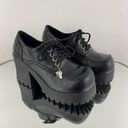 Soda Vintage Y2K Black Faux Leather Chunky Platform Lace Up Heeled Oxford Shoes Photo 2