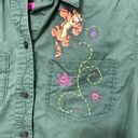 Disney  Vintage Green Tigger Embroidered Cotton Relaxed Button-down Shirt S Photo 1