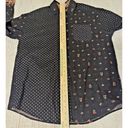 Vera Bradley Vtg 90s  S Petit Point Button Front Black Floral Shirt USA Made Photo 5