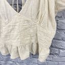 Sim & Sam  Crop Halter Top Beige Linen Blend Puff Sleeve Smocked Size XL Photo 8