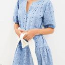 Loft Chambray Clip Puff Sleeve Button Swing Dress Sz Large Photo 1