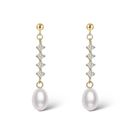 Elegant white pearl dangle drop earrings for women Gold Photo 0