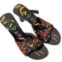 Carlos Santana  Embroidered Black Lacquer Wooden Wedge Slip-On Mules Size 6 1/2 Photo 5