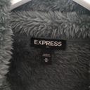 EXPRESS  Fuzzy Sherpa Quarter Zip Pullover Dark Green Cozy Sweater Size Medium Photo 3